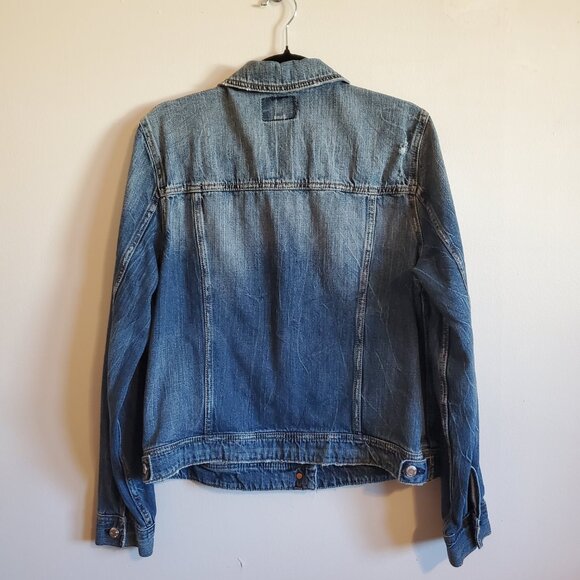 American Eagle Y2K Blue Jean Distressed Jacket XL - Picture 3 of 14